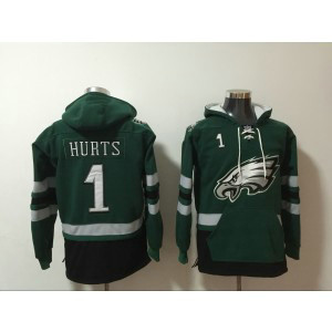 NFL Eagles 1 Jalen Hurts Green Hoodie Sweatshirt