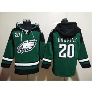NFL Eagles 20 Brian Dawkins Green Lace-Up Pullover Hoodie NFL Eagles 20 Brian Dawkins Green Lace-Up Pullover Hoodie