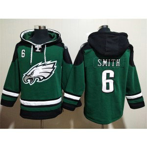 NFL Eagles 6 DeVonta Smith Green Lace-Up Pullover Hoodie NFL Eagles 6 DeVonta Smith Green Lace-Up Pullover Hoodie