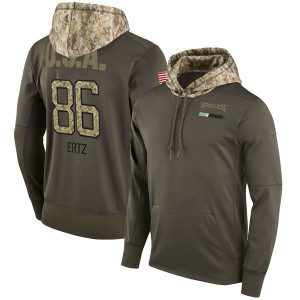 NFL Eagles 86 Zach Ertz Olive Salute To Service Pullover Hoodie