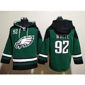 NFL Eagles 92 Reggie White Green Lace-Up Pullover Hoodie NFL Eagles 92 Reggie White Green Lace-Up Pullover Hoodie