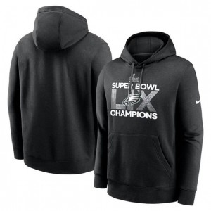 NFL Eagles Black 2025 Super Bowl LIX Champions Supplemental Pullover Hoodie