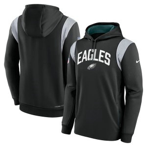 NFL Eagles Black Sideline Stack Performance Pullover Hoodie NFL Eagles Black Sideline Stack Performance Pullover Hoodie