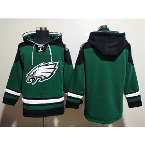 NFL Eagles Blank Green Lace-Up Pullover Hoodie 1