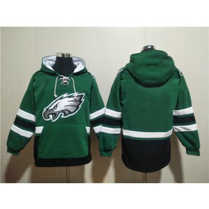 NFL Eagles Blank Green Lace-Up Pullover Hoodie
