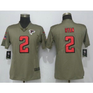 NFL Falcons 2 Matt Ryan Olive 2017 Salute To Service Limited Women Jersey