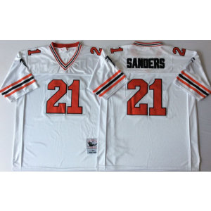 NFL Falcons 21 Deion Sanders White 1989 M&N Throwback Men Jersey