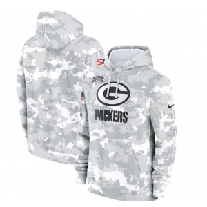 NFL Green Bay Packers 2024 White Grey Salute To Service Hoodie