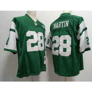 NFL Jets 28 Curtis Martin Green Throwback Men Jersey