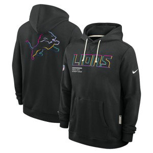 NFL Lions Black 2025 Crucial Catch Dri-FIT Hoodie