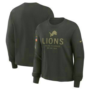 NFL Lions Dark Green 2025 Salute to Service Sideline Dri-FIT Long Sleeve T-Shirt NFL Lions Dark Green 2025 Salute to Service Sideline Dri-FIT Long Sleeve T-Shirt
