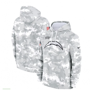 NFL Los Angeles Chargers 2024 White Grey Salute To Service Hoodie