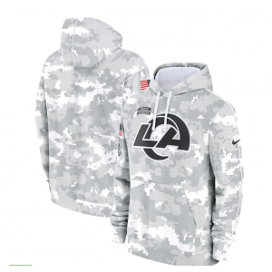 NFL Los Angeles Rams 2024 White Grey Salute To Service Hoodie