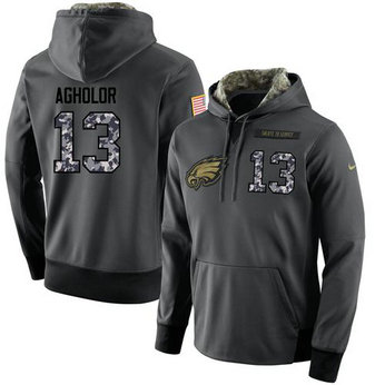 NFL Men's Nike Philadelphia Eagles #13 Nelson Agholor Stitched Black Anthracite Salute to Service Player Performance Hoodie