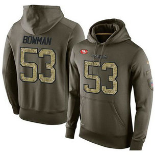 NFL Men's Nike San Francisco 49ers #53 NaVorro Bowman Stitched Green Olive Salute To Service KO Performance Hoodie
