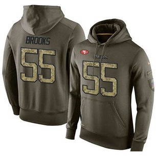 NFL Men's Nike San Francisco 49ers #55 Ahmad Brooks Stitched Green Olive Salute To Service KO Performance Hoodie