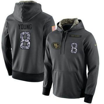 NFL Men's Nike San Francisco 49ers #8 Steve Young Stitched Black Anthracite Salute to Service Player Performance Hoodie NFL Men's Nike San Francisco 49ers #8 Steve Young Stitched Black Anthracite Salute to Service Player Performance Hoodie