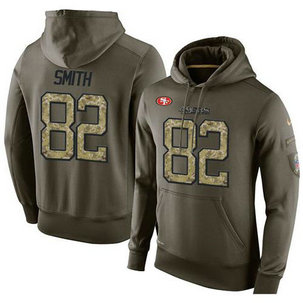 NFL Men's Nike San Francisco 49ers #82 Torrey Smith Stitched Green Olive Salute To Service KO Performance Hoodie