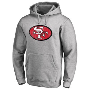 NFL Men San Francisco 49ers Pro Line Gray Throwback Logo Pullover Hoodie