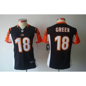 NFL Nike Bengals 18 A.J. Green Black Women's Limited Jersey