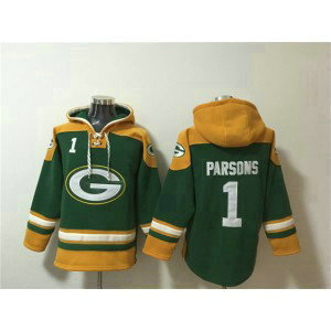 NFL Packers 1 Micah Parsons Green Lace-Up Pullover Hoodie