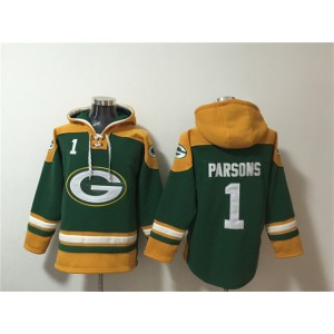 NFL Packers 1 Micah Parsons Green Lace-Up Pullover Hoodie