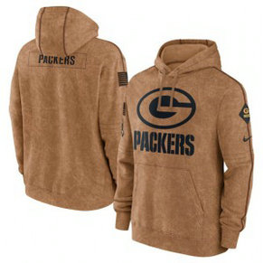 NFL Packers 2023 Brown Salute to Service Pullover Hoodie