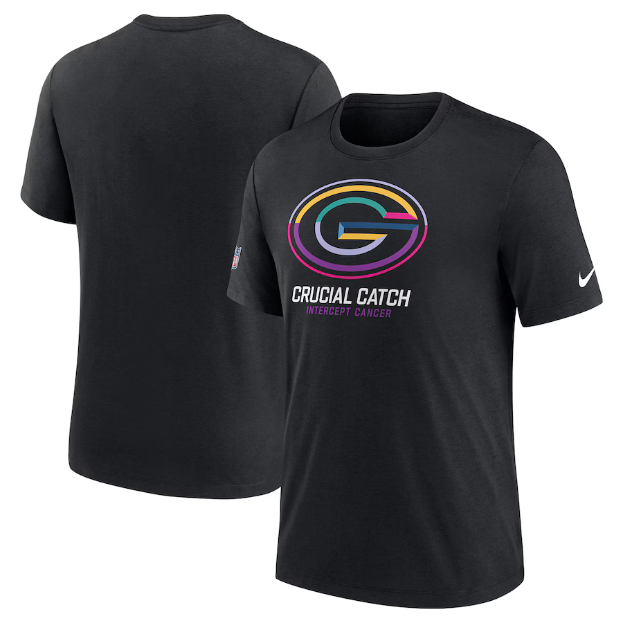 NFL Packers Charcoal 2024 Crucial Catch Performance T-Shirt