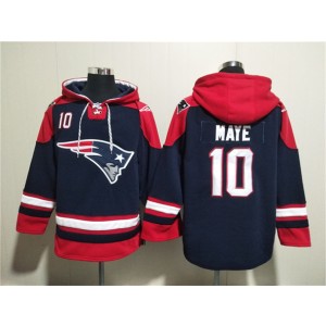NFL Patriots 10 Drake Maye Navy Ageless Must-Have Lace-Up Pullover Hoodie