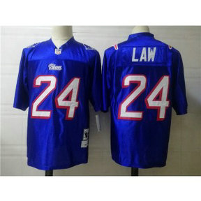 NFL Patriots 24 Law Blue Throwback Men Jersey