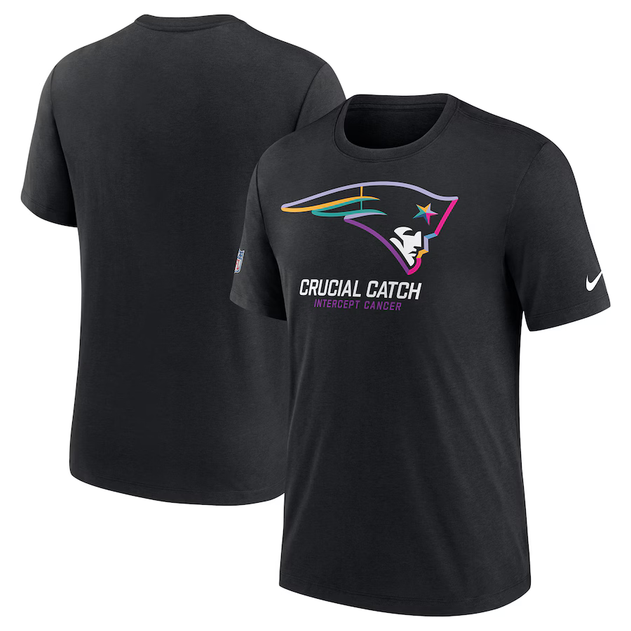 NFL Patriots Charcoal 2024 Crucial Catch Performance T-Shirt