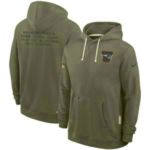 NFL Patriots Olive 2025 Salute to Service Pullover Hoodie