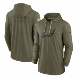 NFL Philadelphia Eagles 2022 Olive Salute to Service Tonal Pullover Hoodie