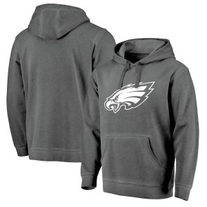 NFL Philadelphia Eagles Pro Line Black White Logo Shadow Washed Pullover Men Hoodie