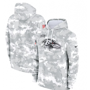 NFL Ravens 2024 White Grey Salute To Service Hoodie