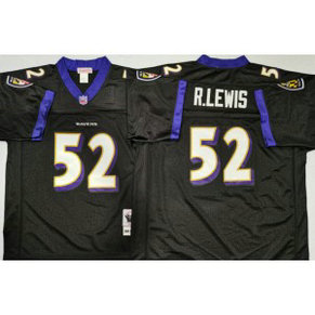 NFL Ravens 52 Ray Lewis Black M&N Throwback Men Jersey