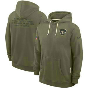 NFL Saints Olive 2025 Salute to Service Pullover Hoodie