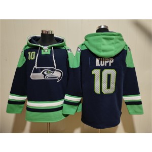 NFL Seahawks 10 Cooper Kupp Navy Green Ageless Must-Have Lace-Up Pullover Hoodie