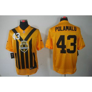 NFL Steelers 43 Troy Polamalu Yellow Throwback Men Jersey