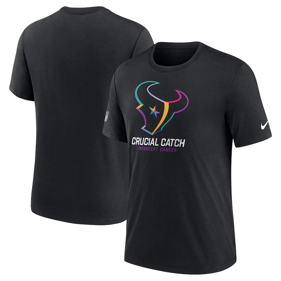 NFL Texans Charcoal 2024 Crucial Catch Performance T-Shirt