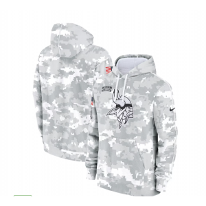 NFL Vikings 2024 White Grey Salute To Service Hoodie