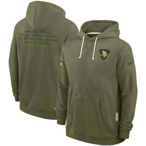 NFL Vikings Olive 2025 Salute to Service Pullover Hoodie