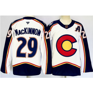 NHL Avalanche 29 Nathan MacKinnon White Alternate With A Patch New Men Jersey