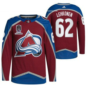 NHL Avalanche 62 Artturi Lehkonen 2022 Stanley Cup Champions Patch Adidas Men Jersey