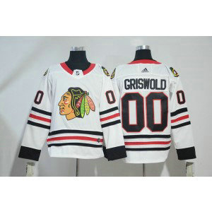 NHL Blackhawks 00 Clark Griswold White Adidas Men Jersey