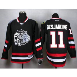 NHL Blackhawks 11 Andrew Desjardins Black(White Skull) Men Jersey