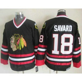NHL Blackhawks 18 Denis Savard Black CCM Throwback Men Jersey