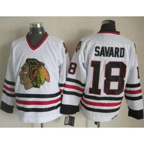 NHL Blackhawks 18 Denis Savard White CCM Throwback Men Jersey