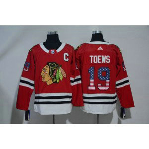 NHL Blackhawks 19 Jonathan Toews Red USA Flag Adidas Men Jersey