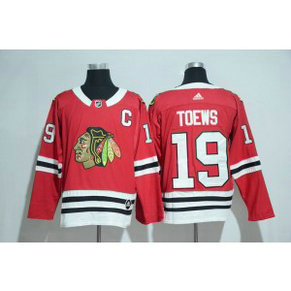 NHL Blackhawks 19 Jonathan Toews Red With C Patch Adidas Men Jersey
